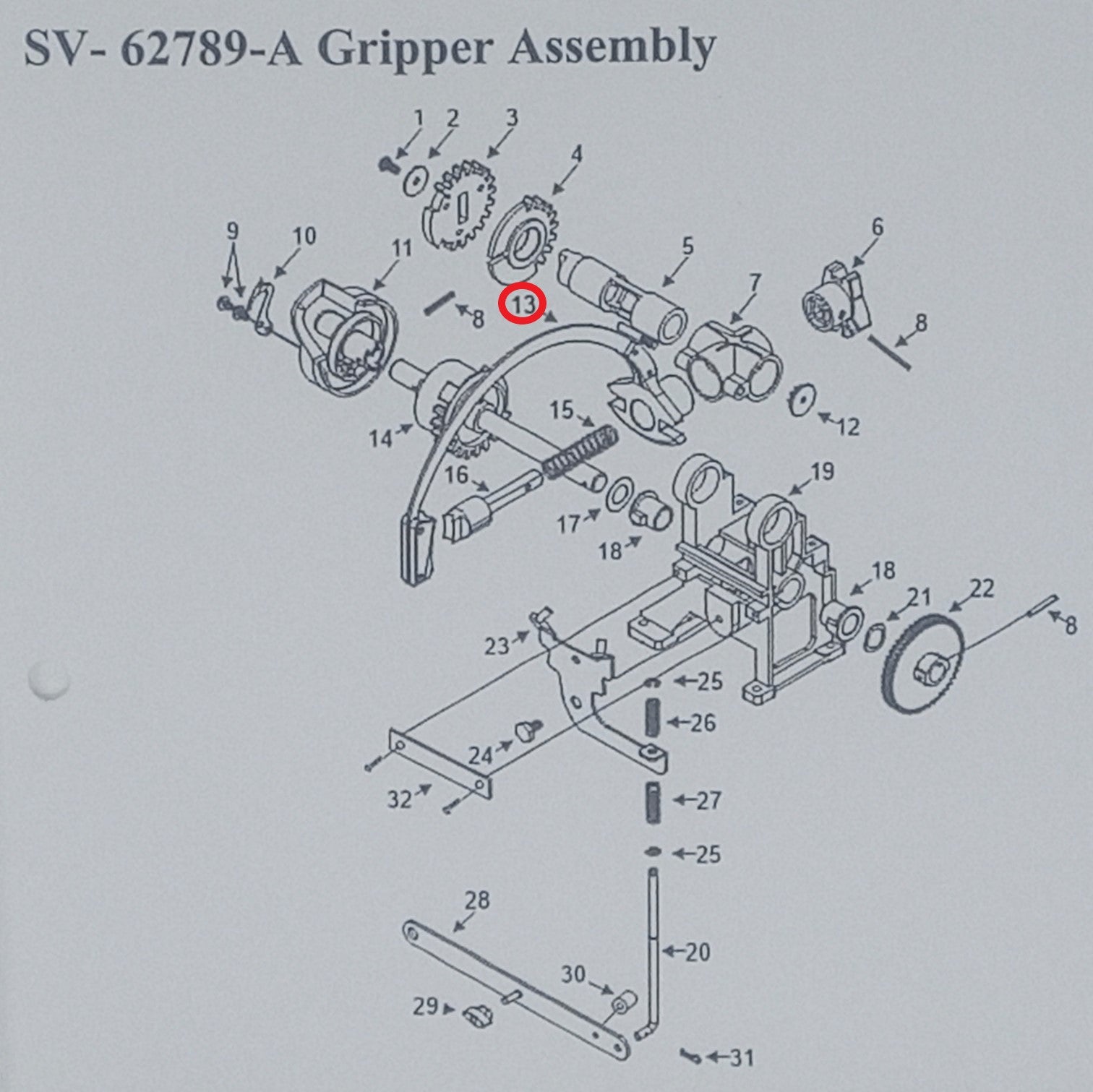 Rock-Ola Gripper Arm Assembly - Vinyl (62787-A)