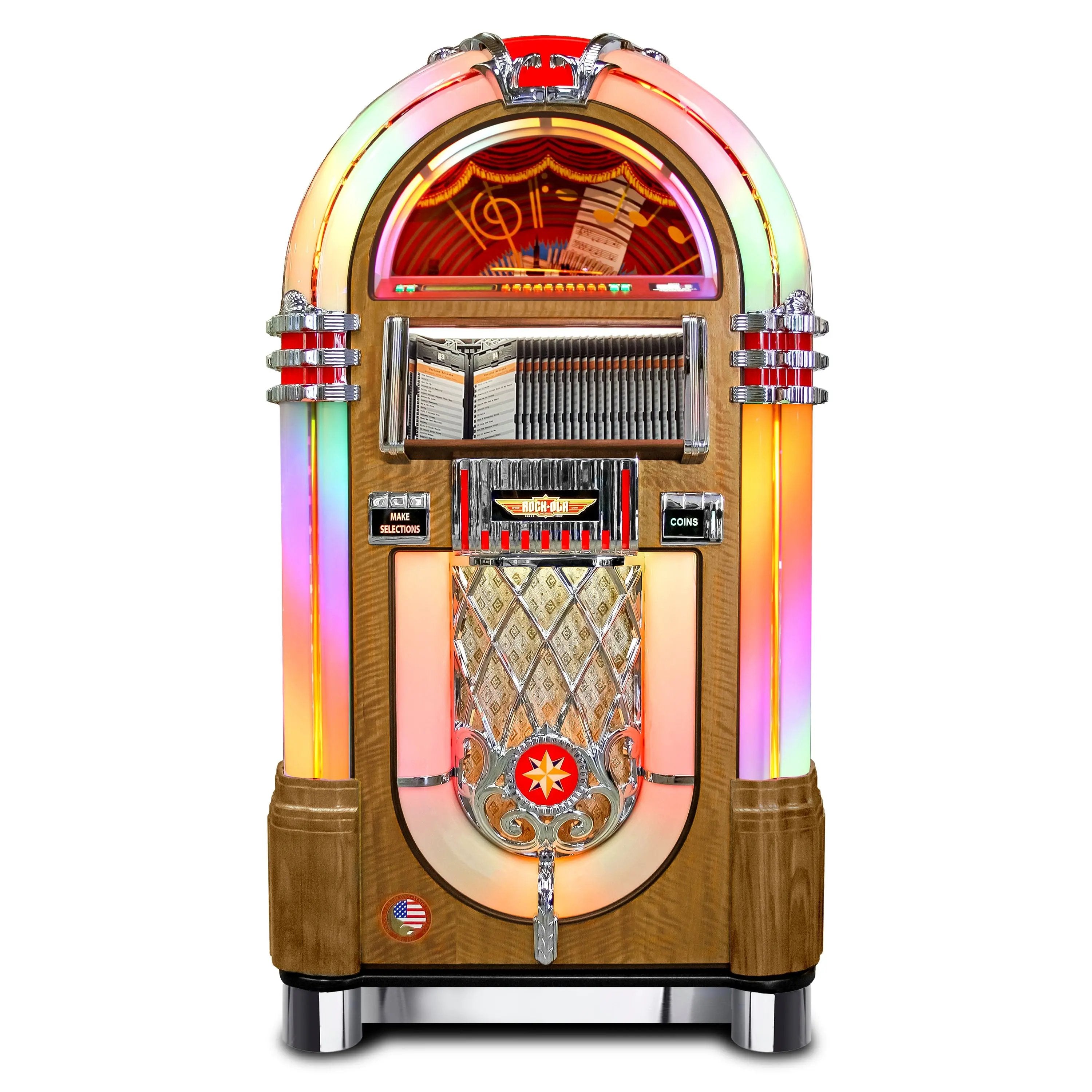 Rock-Ola Bubbler CD Jukebox in Light Oak | Made in USA