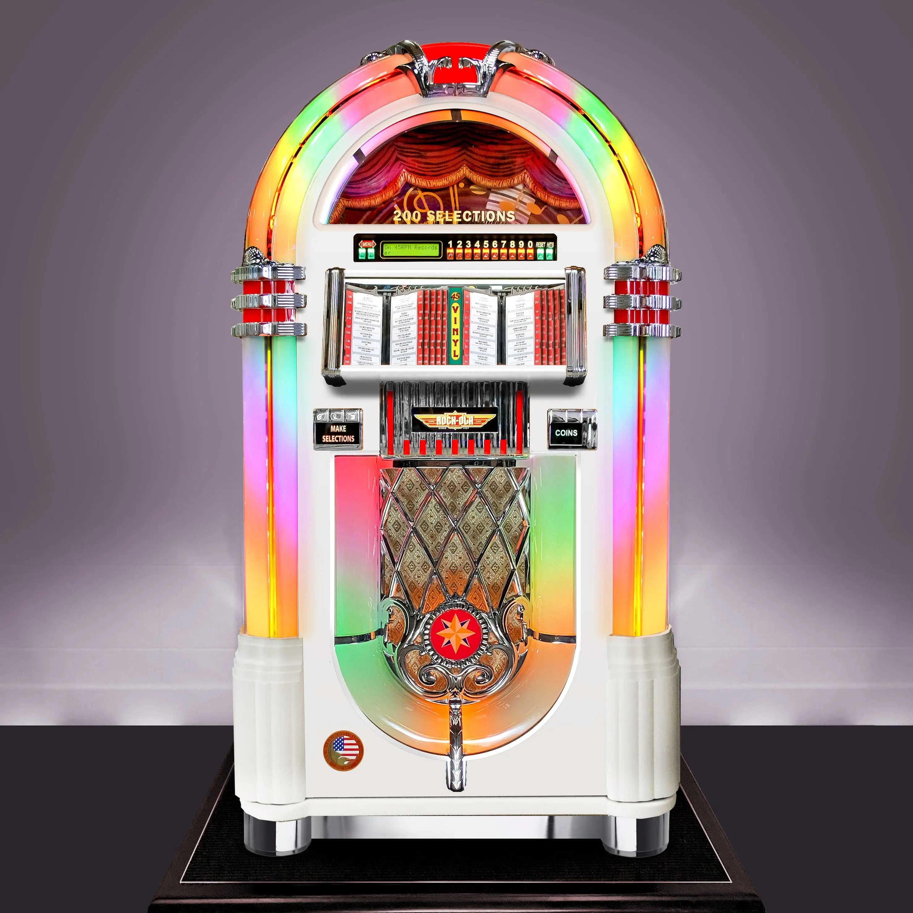 qdc White Tiger＋LUPIC JUKEBOX Bubbler Vinyl 45 | Rock-Ola | Bluetooth | Gloss White