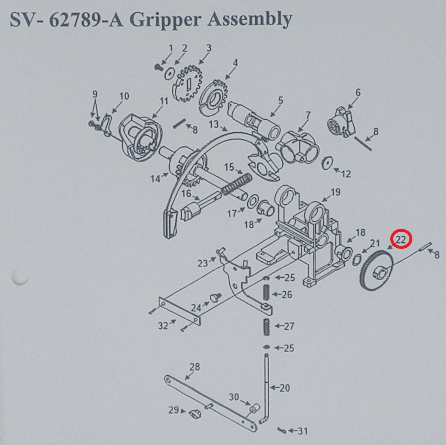 Rock-Ola Gripper Shaft Gear (34310-01)