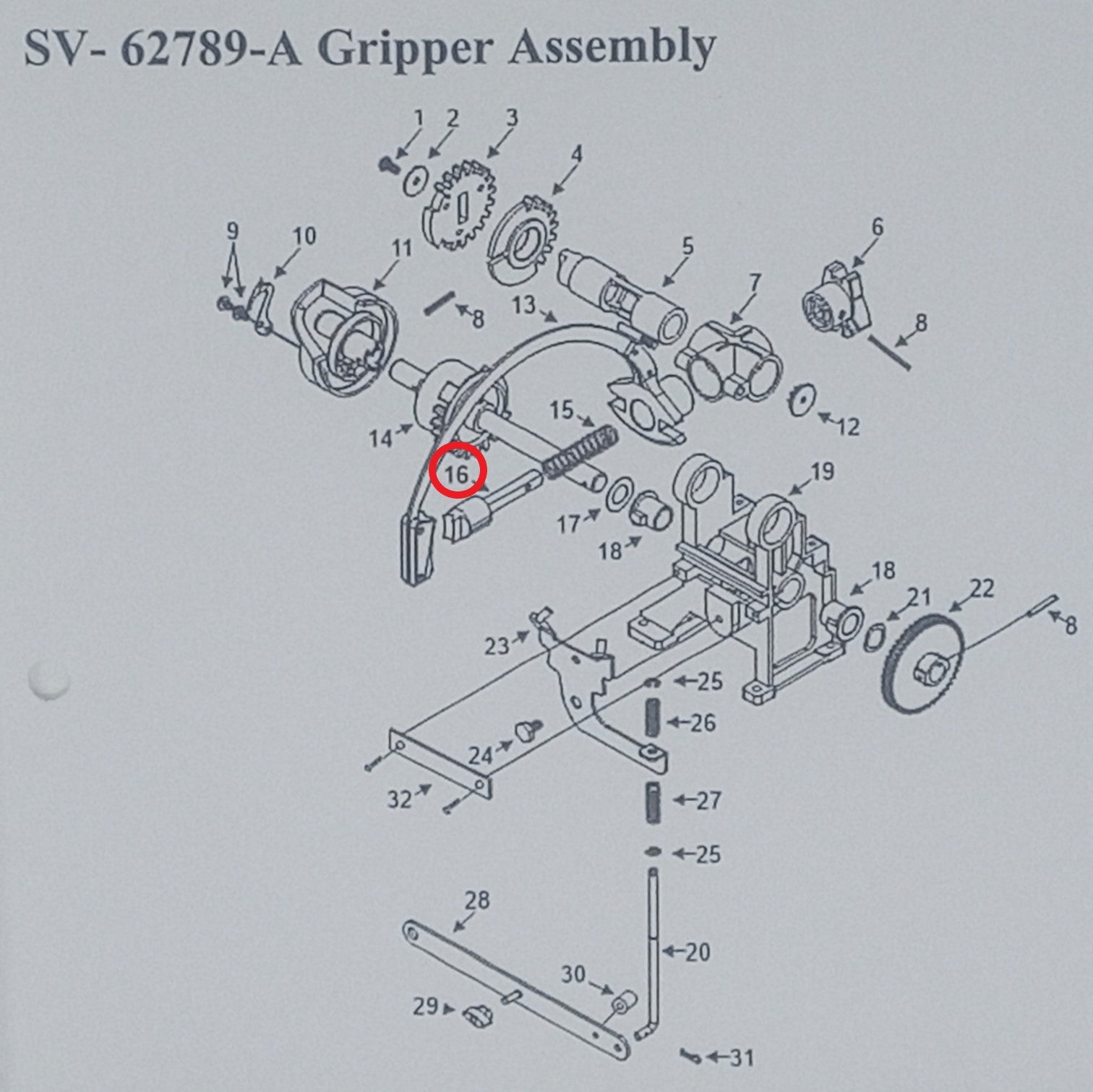 Rock-Ola Inner Gripper Assembly (56185-1A)