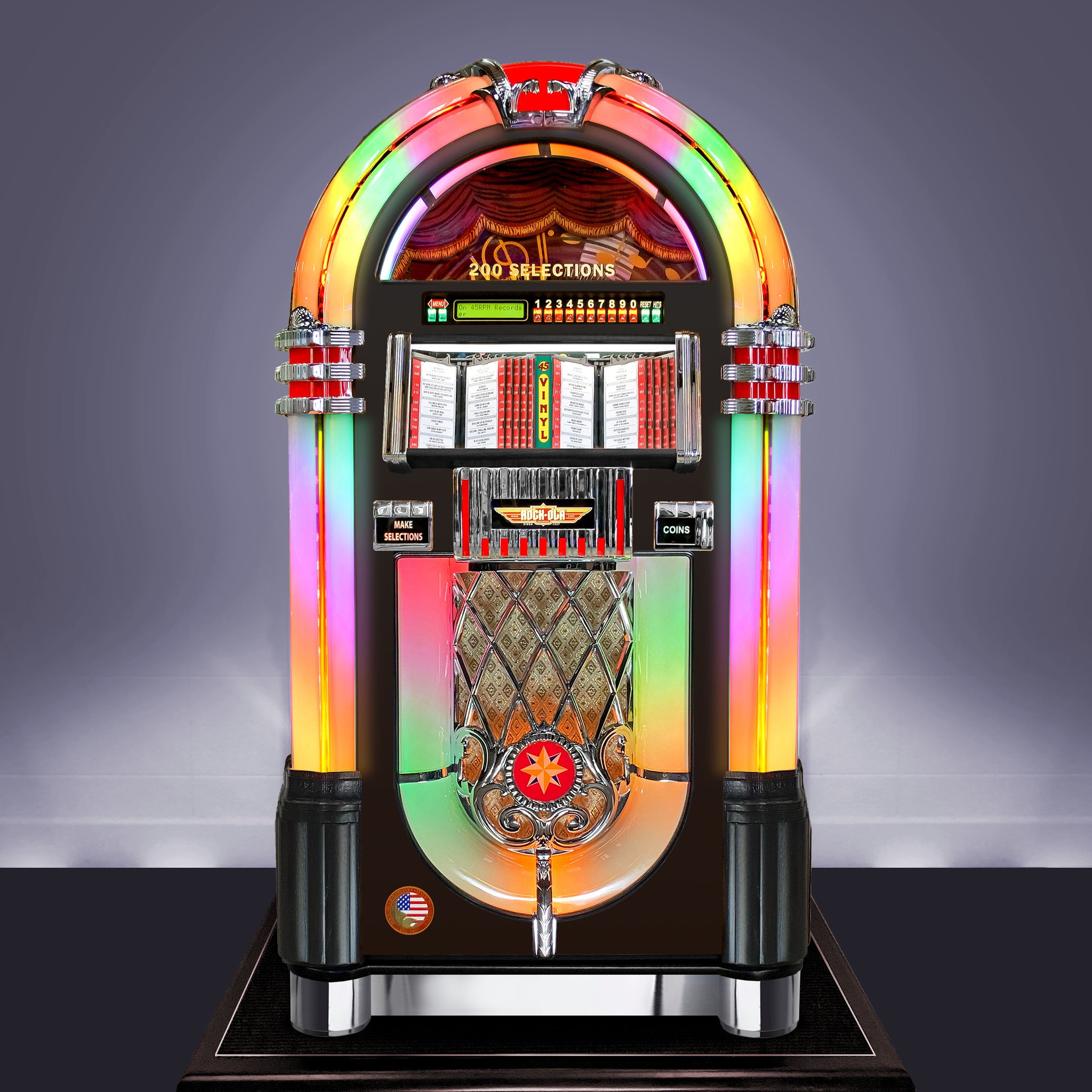 Rock-Ola Authentic Bubbler Vinyl 45 Jukebox in Black