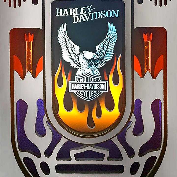 Rock-Ola Bubbler Harley-Davidson Flames Music Center Brushed Aluminum