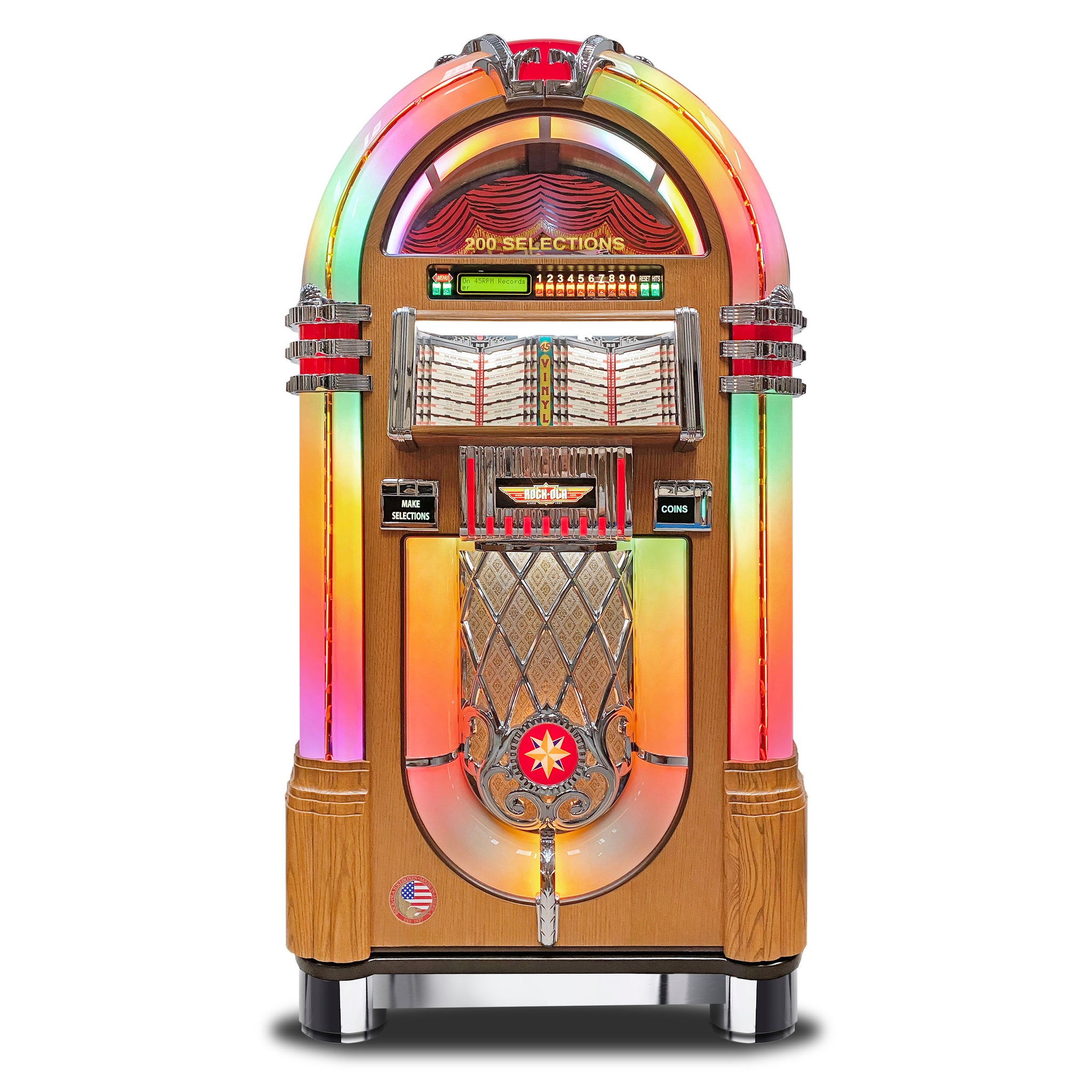 Rock-Ola Authentic Bubbler Vinyl 45 Jukebox -  Oak