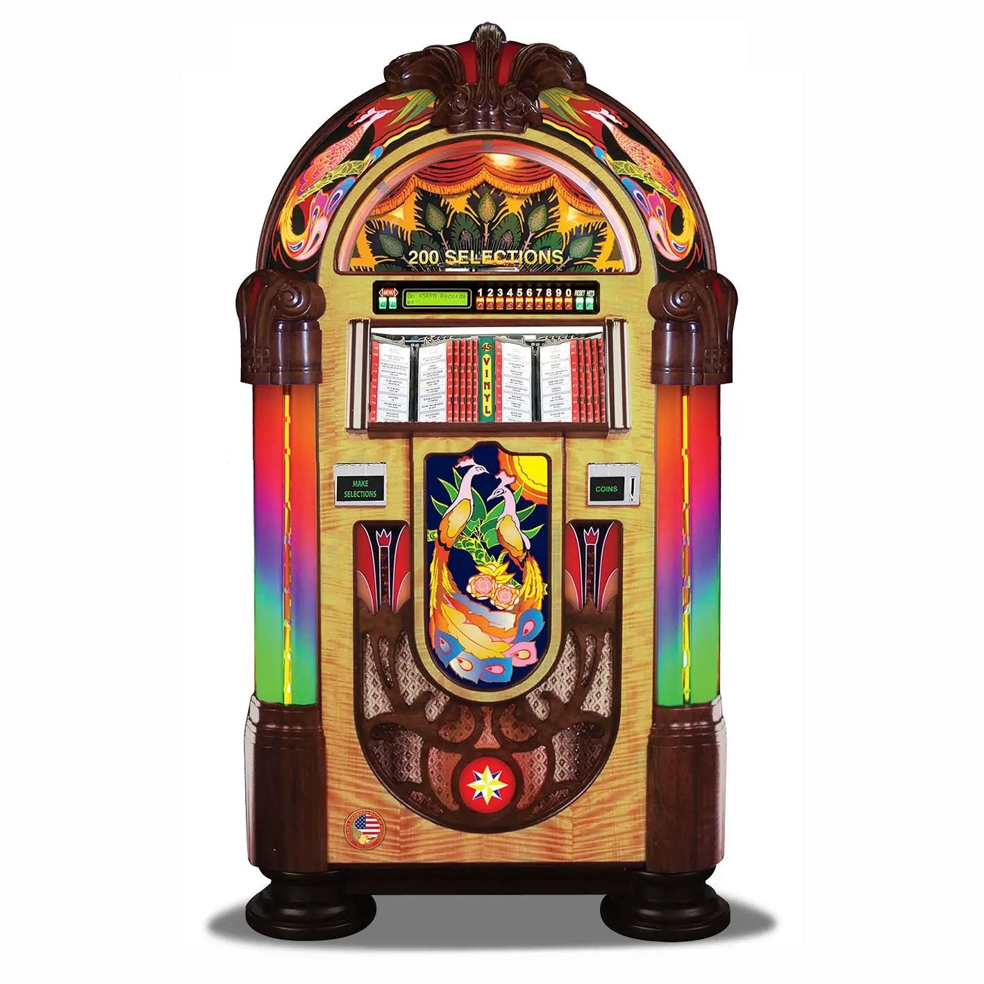 Rock-Ola Authentic Peacock Bubbler Vinyl 45 Jukebox - Rock-Ola