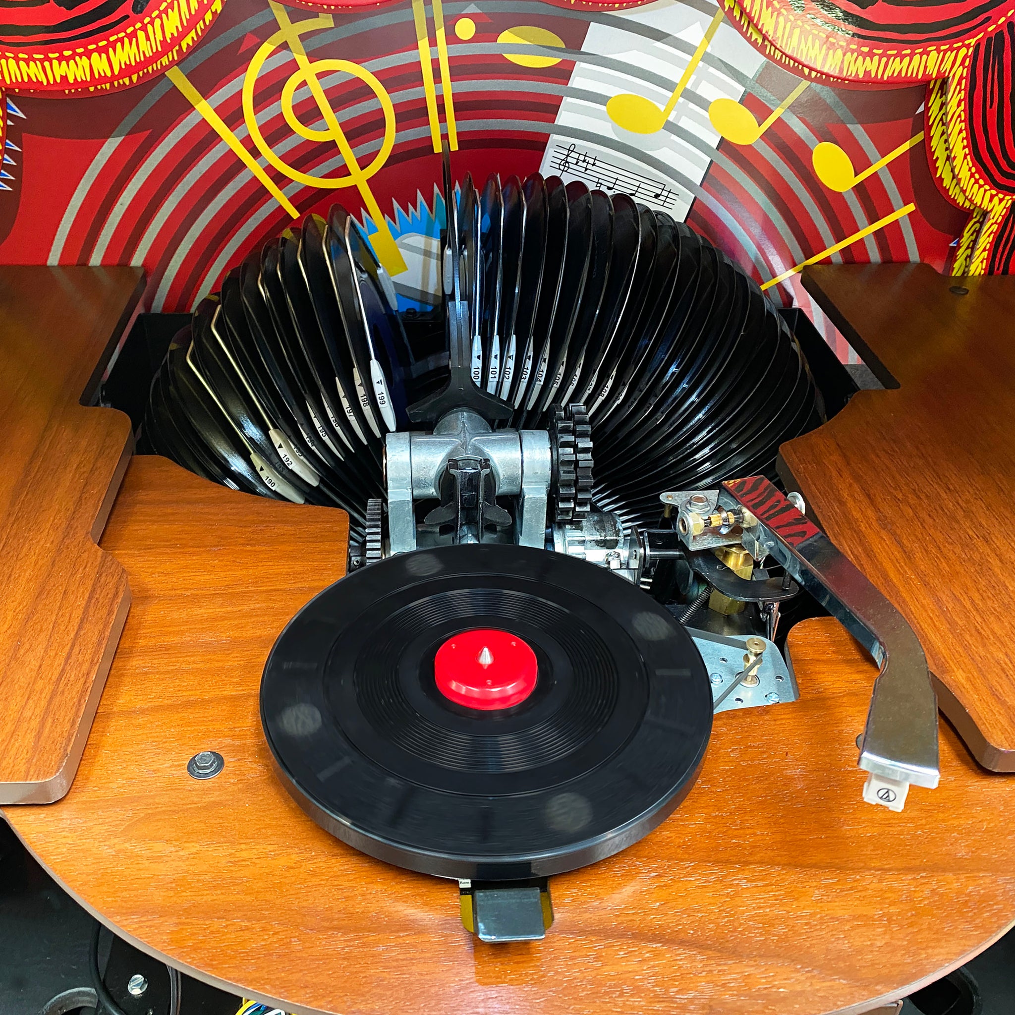 Rock-Ola Authentic Bubbler Vinyl 45 Jukebox Walnut